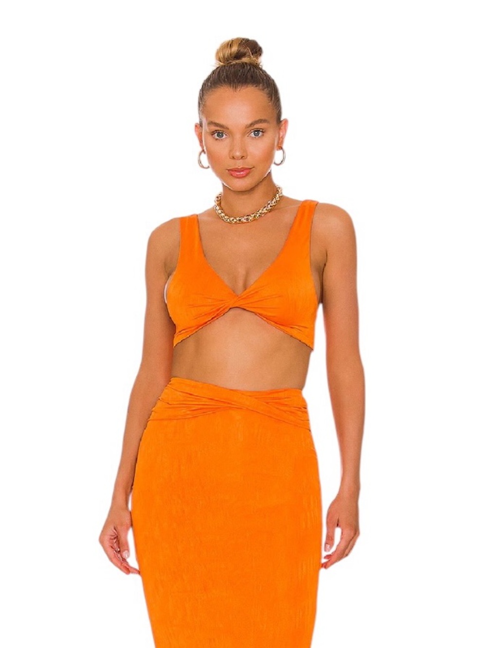 superdown- Joana Crop Bright Orange Twist-Front Size XS